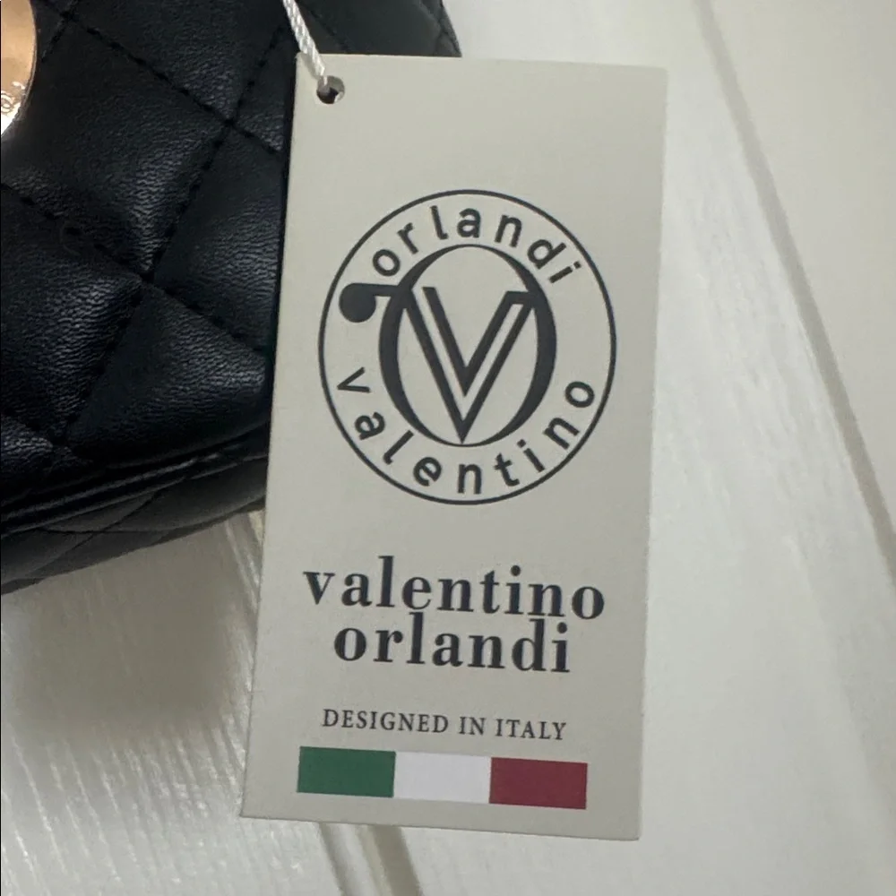 VALENTINO ORLANDI Black Quilted Vegan Cosmetic Case Crossbody Purse NWT $330 - Picture 5 of 11